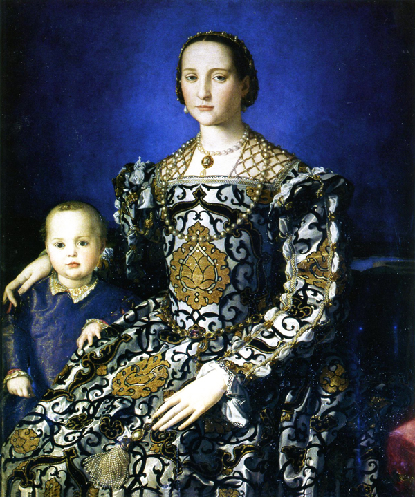 Eleonora di Toledo with her son painted by Agnolo di Cosimo 1503 - 1573