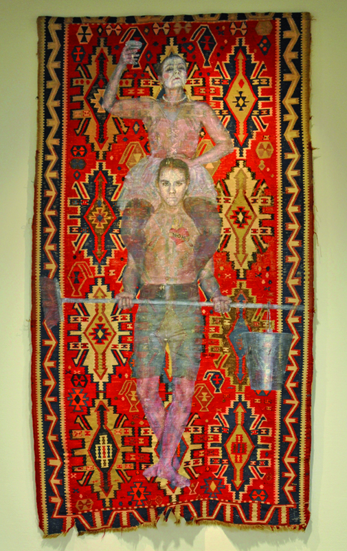 Silja Puranen /FIN, "Tightrope Walker", 2011; printed, painted & Stitched on found textile; photo B.Sterk
