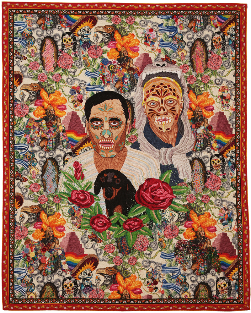 Chiachio&Giannone, Calaverita, 2014, hand embroidery with cotton thread and wool on Alexander Henry ©fabric, 140 x 110 cm. Photo: Chiachio&Giannone