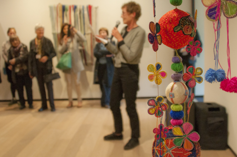 Rijswijk Biennial curator Anne Kloosterboer explaining the exhibition to her guests on 15 May 2015