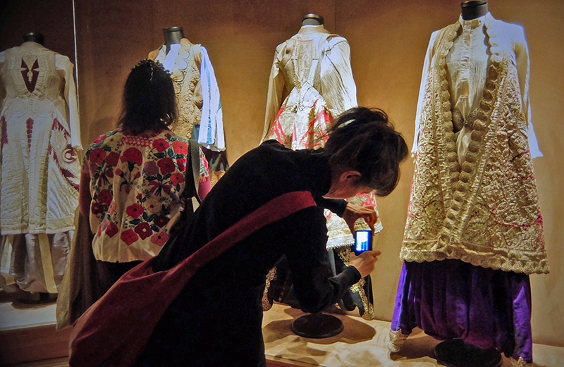 Yosi Anaya and Reiko Sudo admiring traditional costumes at the Sadberk Hanim Museum of Istanbul