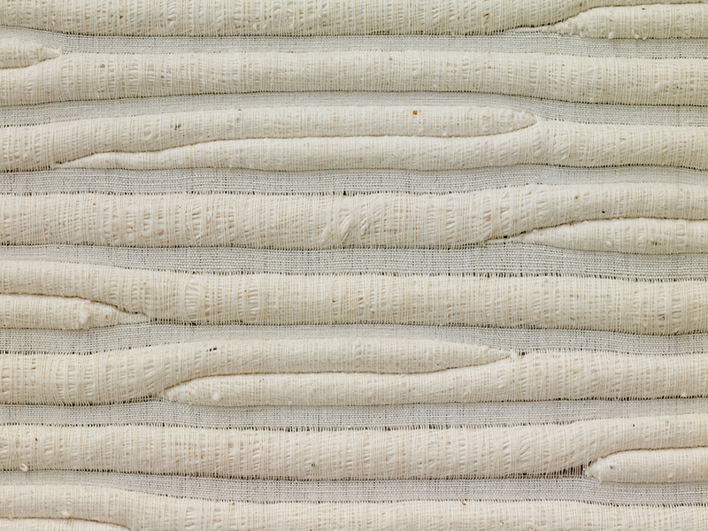 Sheila Hicks (1934), USA: Linen Letter to Malevitch, 1975; 182 x 185cm, detail; cotton; collection Fondation Toms Pauli, Lausanne; photo Beatrijs Sterk