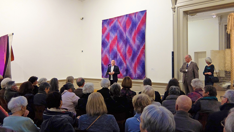 Bernard Fibicher, the director of the Lausanne Cantonal Museum of Fine Art, speaking at the opening of Tapisseries Nomades; photo Beatrijs Sterk 