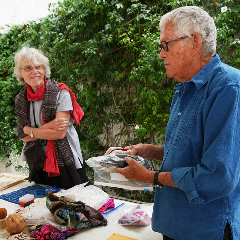 Among the many demonstrations, I liked the "Four Selvedge Scaffold Weaving of Pre-Columbia" by Jim Bassler and Catherine Ellis who addressed their subject with a great deal of knowledge and wit