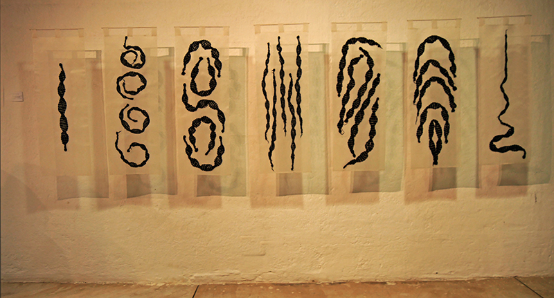 Yosi Anaya, "Snake Skins", 2016; work in the exhibition "Contemporary Art of Shibori and Ikat"